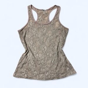 Grunge Grey Floral Lace Tank Top by Charlotte Russe!